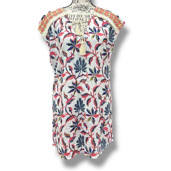 Roller Rabbit Size S Cotton Embroidered Floral Shift Dress Boho Cottage Prairie - Picture 1 of 4